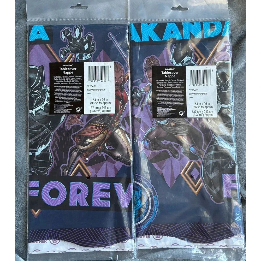 2x Black Panther: Wakanda Forever Party Table Covers 54x96 Amscan